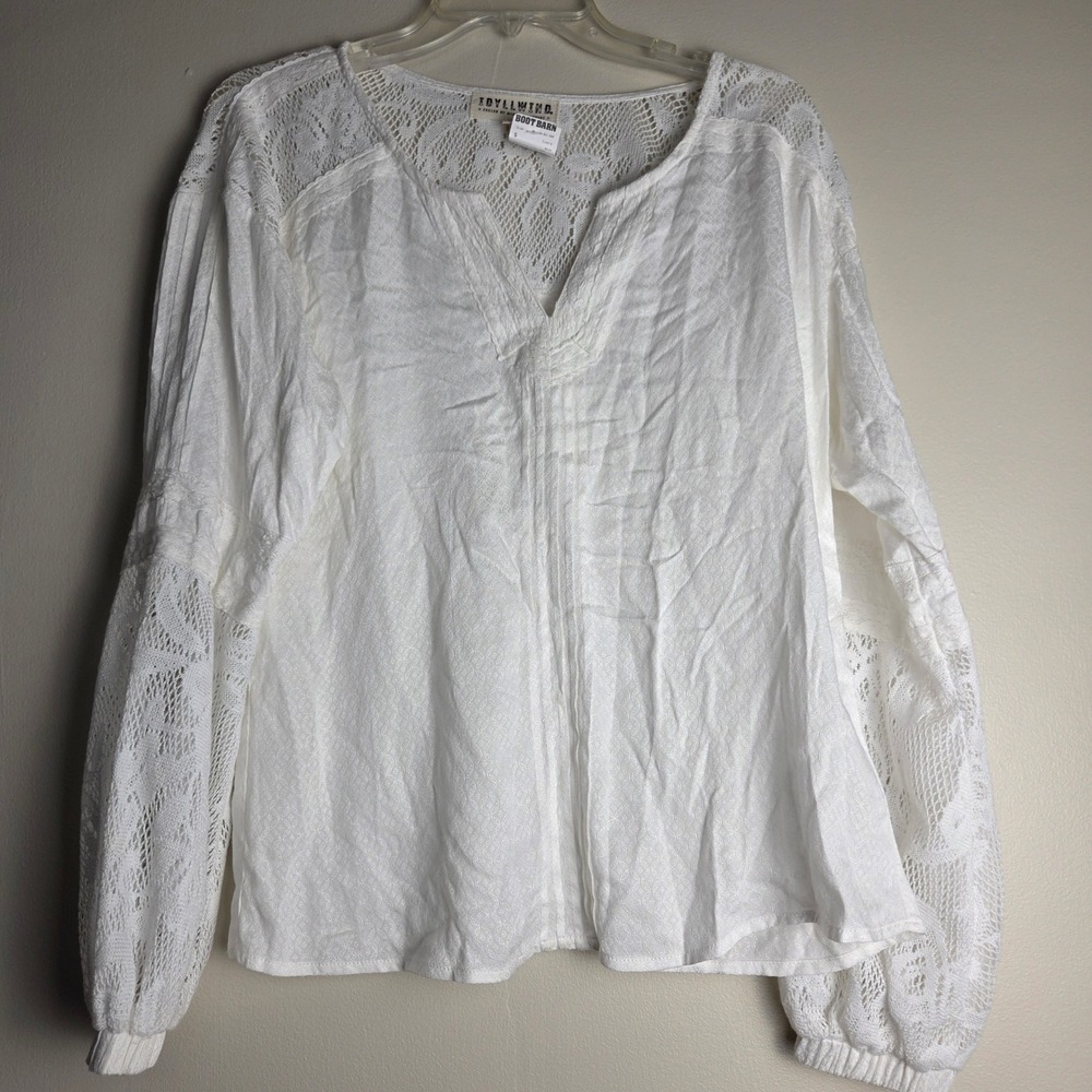 Idyllwind Miranda Lambert White Crochet Lace Boho Peasant Blouse Small